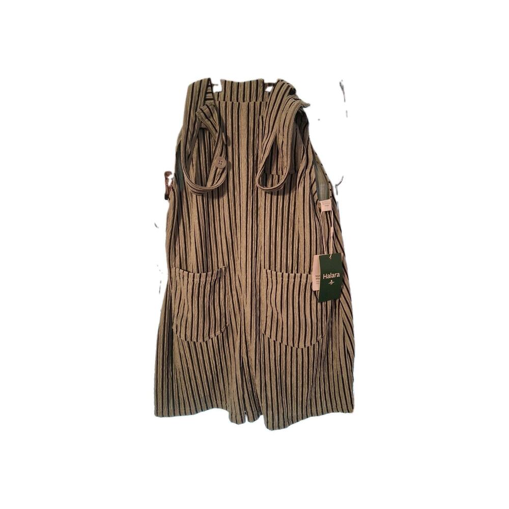 NWT Halara Green Striped Shortalls Sz. Small Adjustable Straps Pockets
